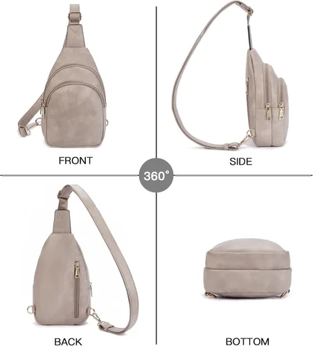 Miniatura 98 de Telena Riñonera pequeña para mujer, de cuero, cangureras, bolsa de pecho para mujer