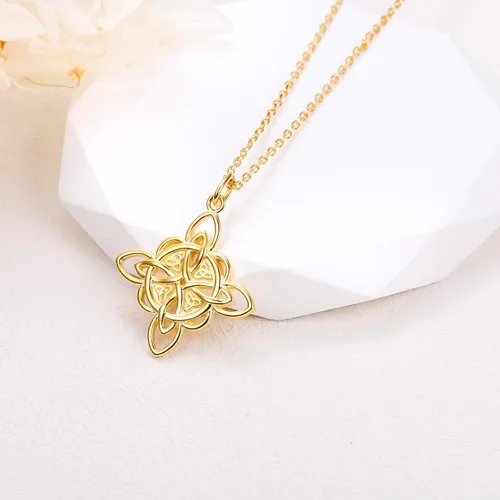Miniatura 57 de FLYOW Collar con colgante de nudo celta de plata de ley 925 de buena suerte irlandés para mujer, regalo de cumpleaños y graduación