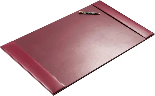 Miniatura 3 de DACASSO Almohadilla de escritorio de cuero sintético con rieles laterales - Secante de escritorio de cuero de lujo para escribir - Protector Borgoña