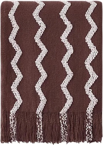 Miniatura 24 de Bourina - Manta de chenilla de punto, ligera, suave, acogedora, para cama, sofá, silla