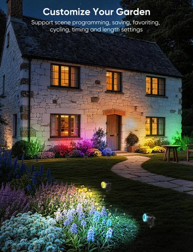 Miniatura 2 de APPECK Iluminación de paisaje, luces de paisaje de bajo voltaje RGBW con control de aplicación, IP65 impermeables para exteriores, focos que cambian