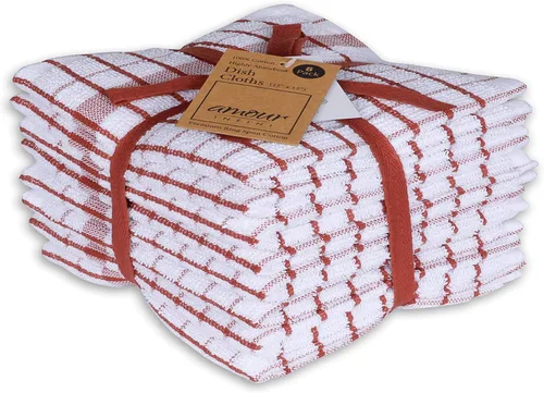 AMOUR INFINI Juego de paños de cocina de 8 unidades - Ultra suaves, altamente absorbentes, paños de cocina de algodón de rizo de secado rápido de