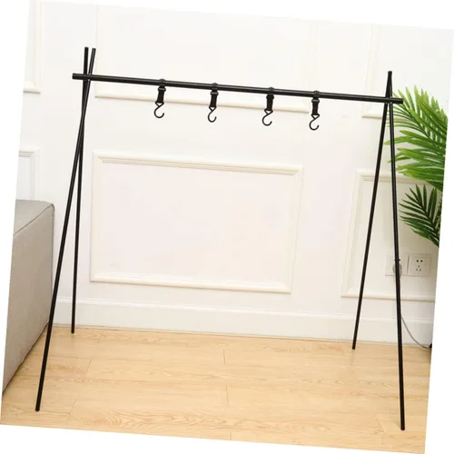 Miniatura 5 de BESPORTBLE Juego de camping plegable para lavandería, colgador de ropa, trípode para acampar al aire libre, soporte de aleación de aluminio