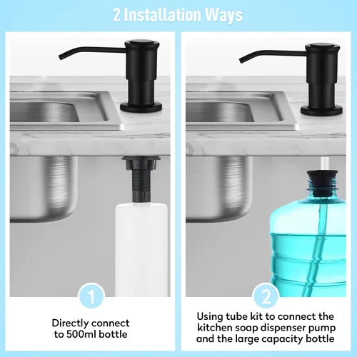 Miniatura 3 de CREA Dispensador de jabón de cocina, dispensador de jabón para encimera para fregadero de cocina, dispensador de jabón integrado negro