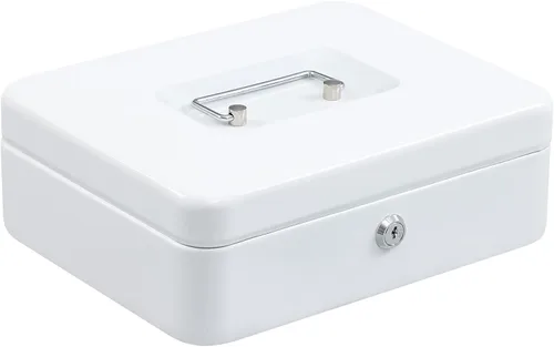 Miniatura 19 de xydled Caja fuerte grande de acero con cerradura con bandeja extraíble para monedas y cerradura de llave, 9.84"x 7.87"x 3.54" pulgadas, azul