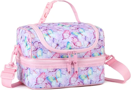 Miniatura 23 de VASCHY - Lonchera para niños, bolsas de almuerzo aisladas de dos compartimentos para niños y niñas con correa para el hombro para la escuela