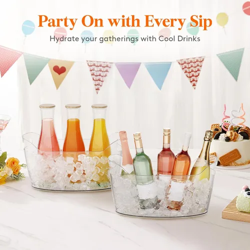 Miniatura 7 de Lifewit Cubo de Hielo de 6.5L para Fiestas 2 Piezas (en 1 Paquete), Cubo Portátil para Bebidas para Bar de Cócteles, Enfriador de Champán
