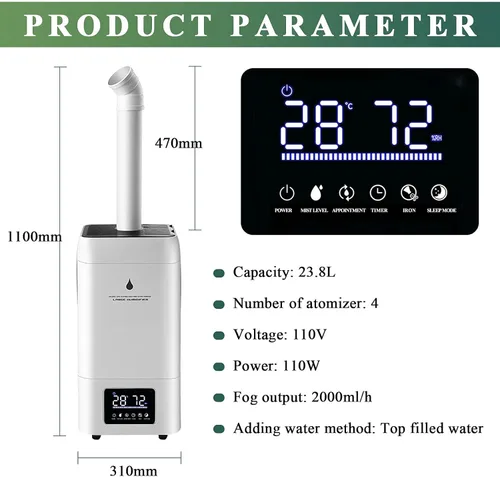 Miniatura 7 de Humidificadores comerciales industriales humidificador de toda la casa 2000sq.ft humidificador de habitación grande 60.9 fl oz/h 23.8L/6.2galones