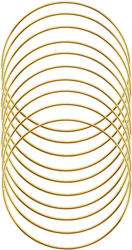 SUNTQ Anillo de macramé para atrapasueños, manualidades de metal, redondo, chapado en latón, 4 pulgadas (dorado, paquete de 10)