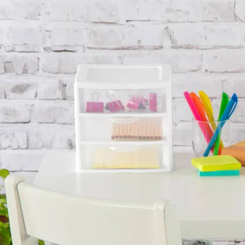 Miniatura 5 de Sterilite Clearview - Unidad de almacenamiento de escritorio pequeña con 3 cajones multiuso de plástico, para el hogar, aulas u espacios de oficina