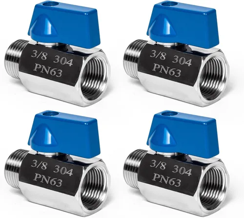 Miniatura 15 de Paquete de 2 válvulas de bola mini de 1", válvula de cierre de acero inoxidable 304 rosca NPT hembra x macho válvulas pequeñas para espacio compacto