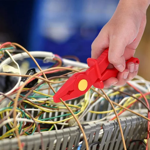 Miniatura 4 de Oumefar Herramienta de mano eléctrica de mano de 7,7 pulgadas de plástico cómodo agarre 1000 V Alicates de corte aislados de alto voltaje