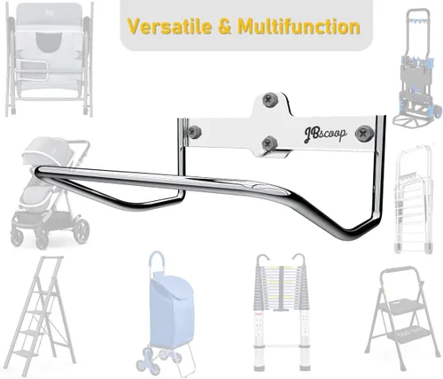 Miniatura 4 de JBscoop 2 ganchos de escalera de montaje en pared para cochecitos de almacenamiento de escalera y silla plegable, soporte de escalera resistente a