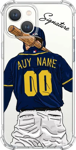 Miniatura 23 de Funda de béisbol transparente con nombre y número personalizados para iPhone 17 Air 16 15 Pro Max 14 13 Mini 12 11 Xs Xr SE3 8 7 6 Plus, con 4