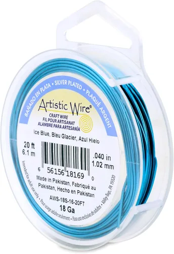 Miniatura 101 de Artistic Wire, alambre para manualidades de calibre 22 bañado en plata, resistente a las manchas, color cobre, blanco, 9,1 m