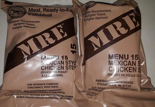 MRE (comidas listas para comer) Excedente militar genuino de Estados Unidos sabor surtido (paquete de 2) MRE
