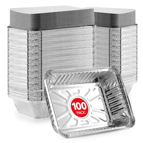 Miniatura 8 de Stock Your Home Utensilios de cocina desechables de aluminio de 1 libra con tapas (paquete de 25) – Sartenes de aluminio con tapas de cartón