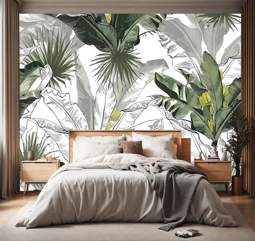 Miniatura 30 de Papel tapiz de tela con diseño de paisajes forestales verdes, bosques, árboles, sala de estar, dormitorio, baño, selva, mural de pared - 91 x 65