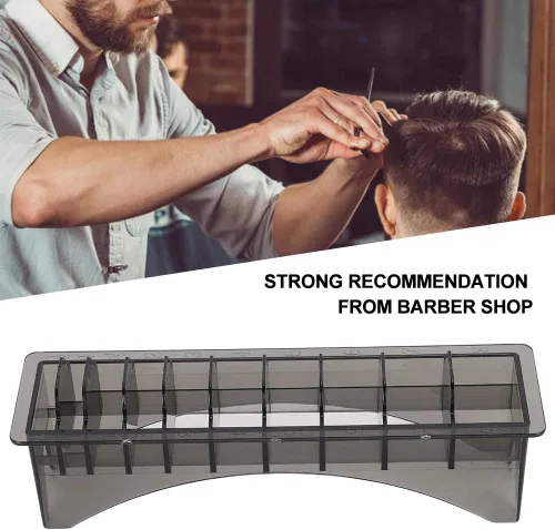 Miniatura 6 de Tyenaza Soporte para guardia de cortapelos, caja de almacenamiento de peine guía, 10 rejillas eléctricas para cortar el cabello, organizador