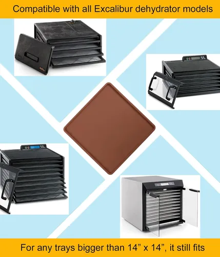 Miniatura 3 de Paquete de 8 hojas deshidratadoras de silicona extra gruesas de 14 x 14 pulgadas con borde para Excalibur – Bandejas deshidratadoras de cuero
