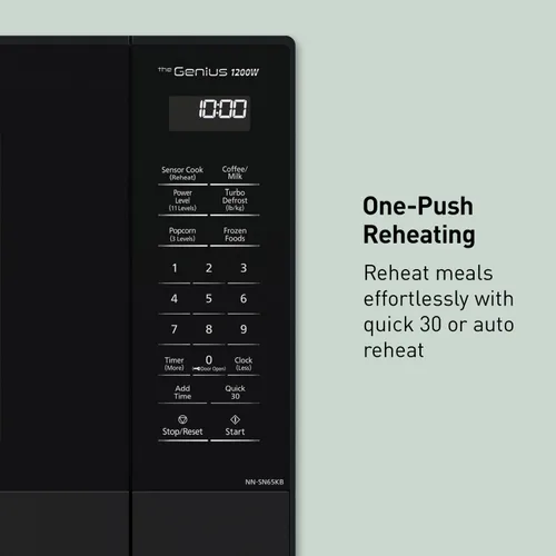 Miniatura 12 de Panasonic NN-SN65KB Horno de microondas con tecnología Inverter 1200W, 1.2 pies cúbicos. Pequeño con Sensor Genius de cocción de un toque, botón
