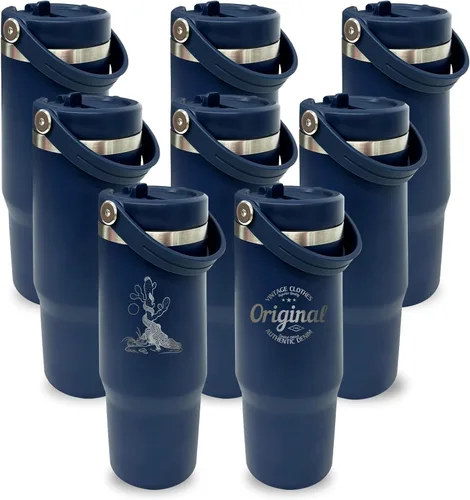 Miniatura 24 de Vaso de 30 onzas con asa superior, vaso aislado al vacío de doble pared con popote abatible, taza de café de viaje de 30 onzas con recubrimiento