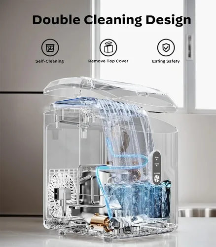 Miniatura 4 de Máquina de hielo de pepitas para encimera, máquina de hielo de pellets con función de autolimpieza, la máquina de hielo en pepitas produce 33 libras