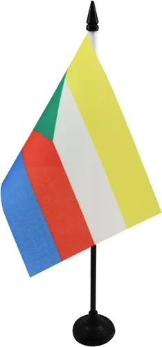 Miniatura 181 de AZ FLAG Sierra Leone Bandera de mesa 5'' x 8'' - Bandera de escritorio de Sierra Leona 21 x 14 cm - Bastón y base de plástico negro
