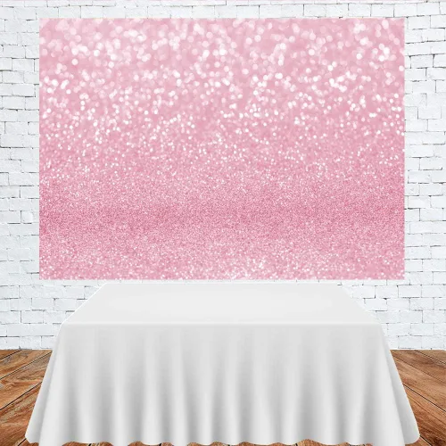 Miniatura 3 de Lofaris Telón de fondo de fotografía Bokeh rosa con puntos brillantes simulados, fondo abstracto de halos brillantes para baby shower, decoración