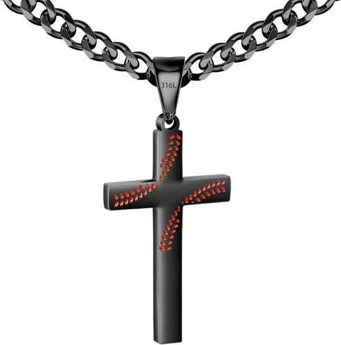 Avotto Collar de cadena de cruz de acero inoxidable 316L para hombres y niños, cadena cubana resistente que no se decolora con colgante de cruz de