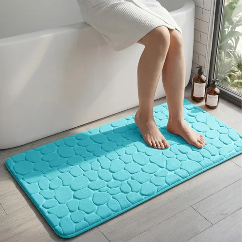 Miniatura 25 de YIHOUSE - Alfombra de espuma viscoelástica para pasillo, alfombras de baño con patrón de adoquín, superabsorbentes, alfombras de baño lavables a