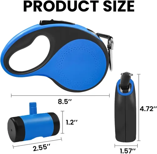 Miniatura 7 de Best Dog Supplies - Correa gruesa retráctil para perros grandes con dispensador de bolsas y linterna, correa de perro de 26 pies/26.2 ft para perros