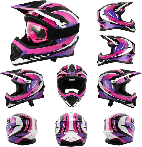 Miniatura 3 de TCMT Casco de motocross para jóvenes, certificado por DOT, casco de motocross ATV de cara completa para niños con gafas, guantes y bolsa para casco