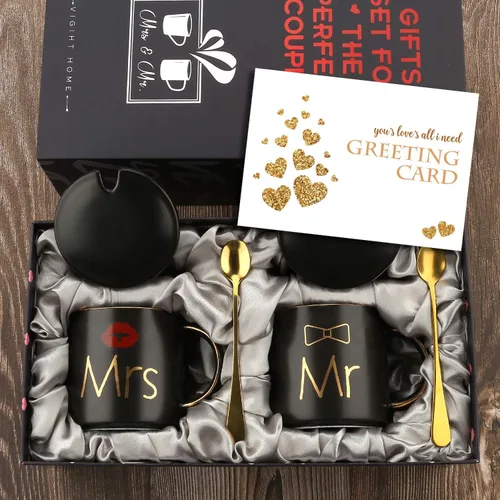 Mr Mrs - Juego de tazas de café, compromiso, despedida de soltera, boda, recién casados, matrimonios, anniver-sary-regalos para parejas, novios,