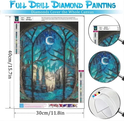 Miniatura 2 de bleihum Kit de pintura de diamantes de noche estrellada, arte de diamantes de árbol para adultos, manualidades de pintura de gemas para adultos
