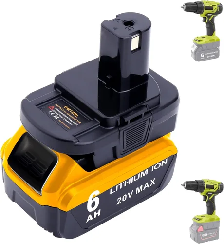 Biswaye Adaptador compatible con batería De-Walt de 20 V a repuesto para batería Ryobi 18V One+, adaptador compatible con baterías Mil-Waukee de 18