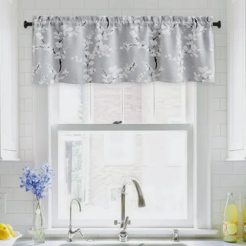 Miniatura 26 de FMFUNCTEX - Cortinas 100% blackout, 63 pulgadas de largo, estampado floral, aislamiento térmico, bolsillo para cortinero, 2 paneles, estilo granja