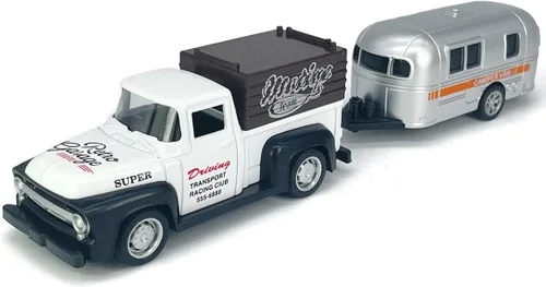 Miniatura 3 de VIIGER Camión Pickup Remolcador de Tráiler Juguete Cámper RV Autocaravana Juguetes para Niños Modelo de Auto de Metal Fundido a Presión