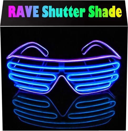 Gafas de LED de Aqua Led de Neón electroluminiscentes para fiestas y disfraces modelo RB03., Púrpura + Azul