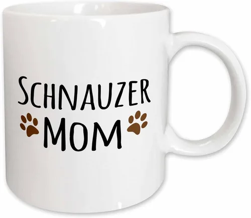 Miniatura 10 de 3dRose Schnauzer Dog Mom - Perro por raza - huellas marrones fangosas - amante de los perritos - orgulloso dueño de mascotas mama 11oz taza azul