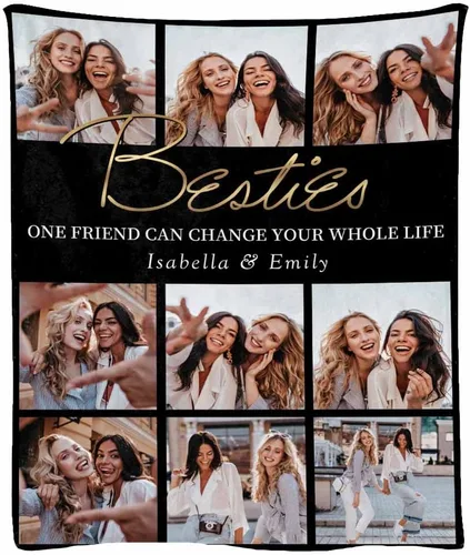 Miniatura 9 de Manta de franela suave personalizada para BFF con 6 fotos, tamaño de manta de 30 x 40 pulgadas