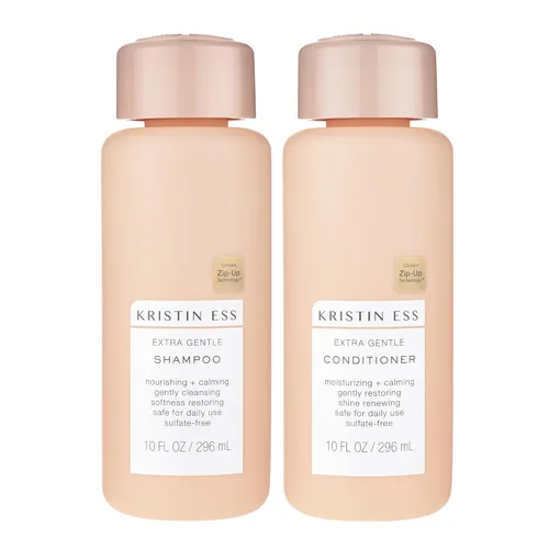 Kristin Ess Paquete de champú y acondicionador extra suave para el cabello, piel sensible + cuero cabelludo, limpia, nutritiva + calmante,