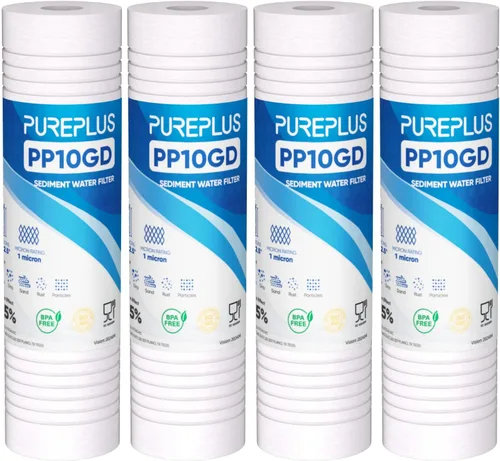 Miniatura 12 de PUREPLUS Filtro de agua para el hogar de sedimentos ranurados de 10 x 2.5 pulgadas, cartucho de repuesto para prefiltro RO de 10 pulgadas y carcasa