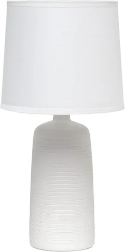 Miniatura 10 de Simple Designs LT2085-OFF Lámpara de mesa de cerámica lineal texturizada color blanco (4 unidades)
