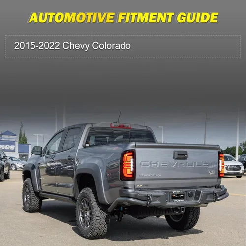 Miniatura 2 de Luces traseras para Chevy Colorado 2015-2022 - Luces traseras LED completas estilo tubo para lámparas de freno de Colorado 15-22, lente negro