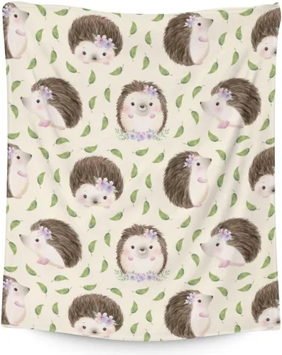Miniatura 19 de Manta de erizo para regalar – Manta de 30 x 40 pulgadas para niños, manta de felpa suave verde para sofá, oficina