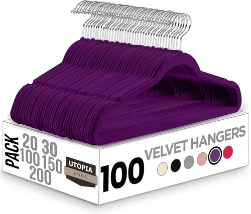 Miniatura 17 de Utopia Home Velvet Hanger - Paquete de 100 perchas delgadas antideslizantes de lujo para pantalones y abrigos, perchas fuertes que ahorran espacio