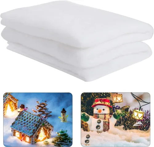 Cosweet 1 paquete de manta de nieve falsa de 3 x 8 pies, hoja de nieve sintética gruesa de Navidad, rollo de nieve artificial para manualidades,