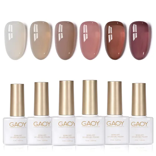 Miniatura 26 de GAOY - Juego de 6 esmaltes de uñas en gel de color rojo borgoña, incluido el kit de esmaltes en gel de color rojo vino cereza oscuro con luz