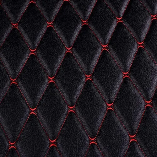 Tela de espuma acolchada de vinilo de piel sintética de diamante con respaldo de espuma de 1/4 pulgadas de grosor para tapicería, cabeceras de Negro